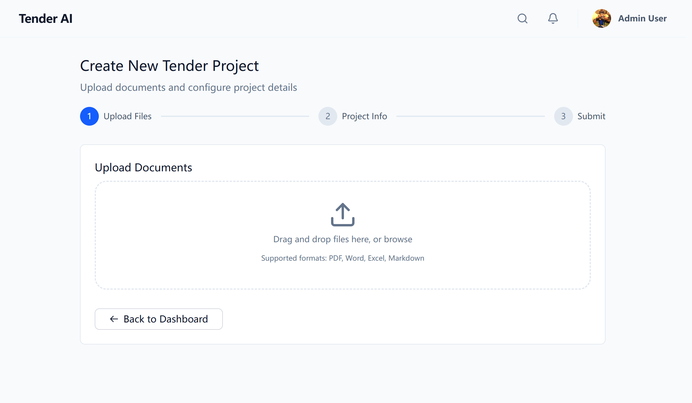 AI Tender Parsing Interface